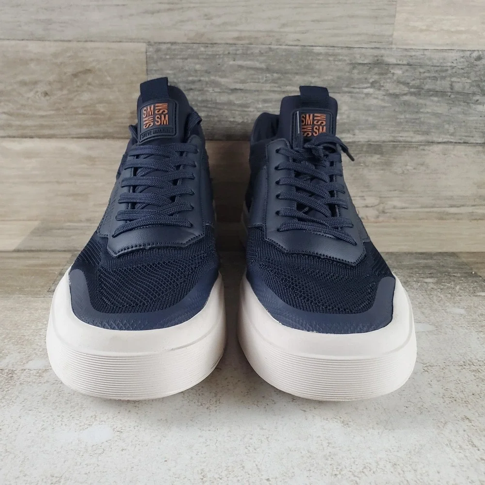 Steve Madden Prime Womens Shoes Sz 10 M Running Navy Blue White Lace-Up Sneakers